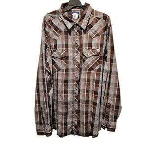 Wrangler Western Pearl Snap Long Sleeve Shirt Plaid Men's XXLT
